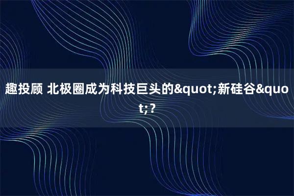 趣投顾 北极圈成为科技巨头的"新硅谷"？